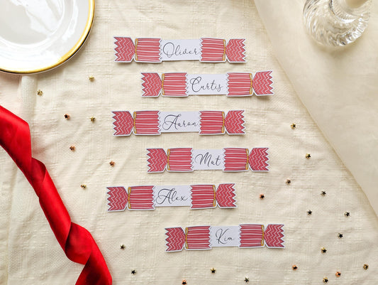 Personalised Christmas Place Cards, Pack of 8, Holiday Dinner Decor, Xmas Guest Name Tags