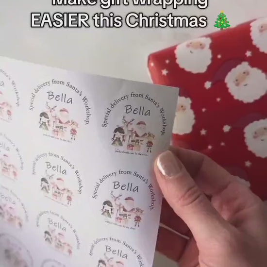 Father Christmas Gift Sticker, Gift Tag from Santa, Personalised Christmas Gift Tags, Present Stickers/Tags with Names