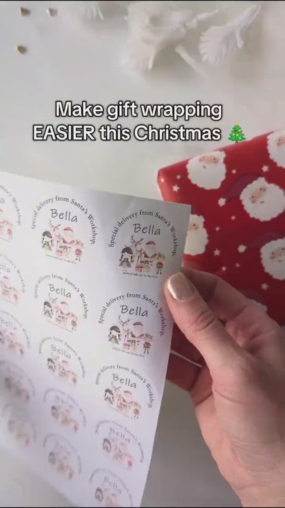 Father Christmas Gift Sticker, Gift Tag from Santa, Personalised Christmas Gift Tags, Present Stickers/Tags with Names