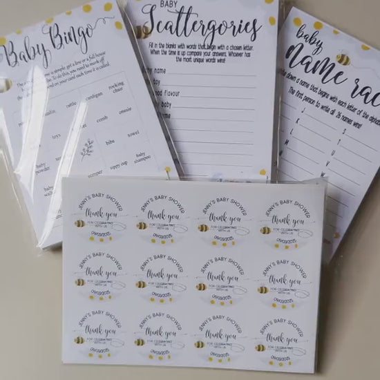 Mama to Bee Baby Shower Game Bundle: A6 Prediction Cards