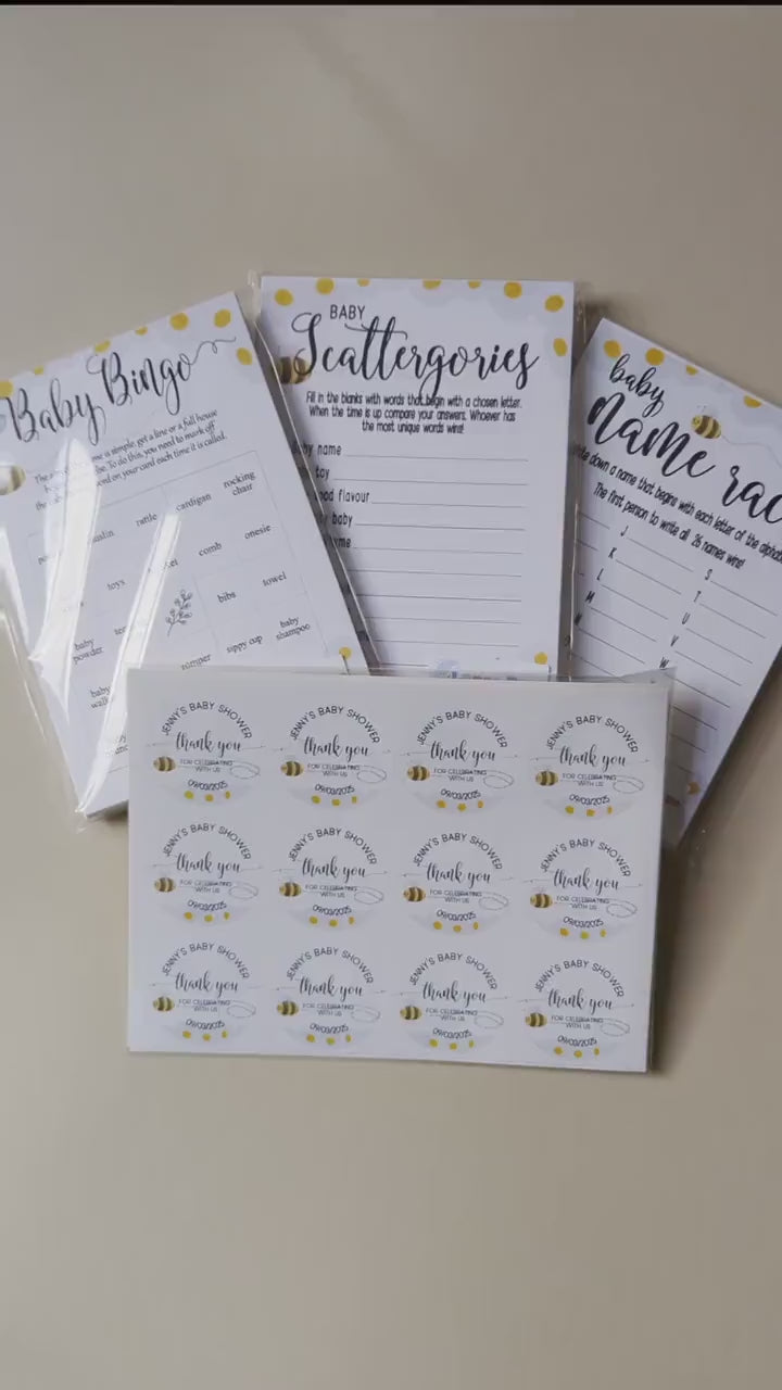 Mama to Bee Baby Shower Game Bundle: A6 Prediction Cards