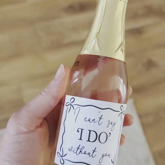 Bridesmaid Mini Prosecco Labels; Hen Party Stickers, She's Tying The Knot, Champagne Bottle Labels
