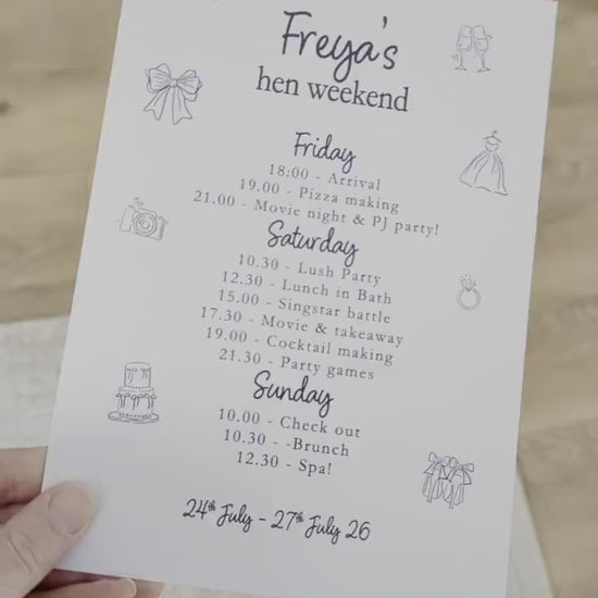 Hen Do Party Itinerary: Bachelorette, Girls Weekend, Hen Goody Bag, Whimsical