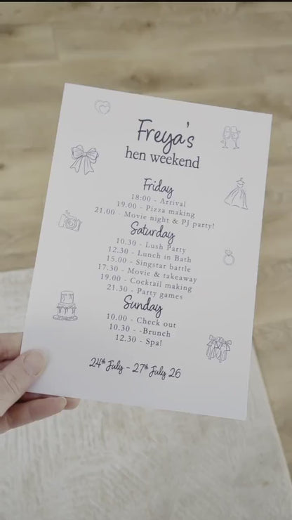 Hen Do Party Itinerary: Bachelorette, Girls Weekend, Hen Goody Bag, Whimsical