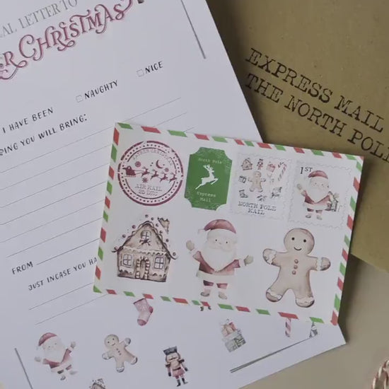 DIY Homemade Letter to Santa, Father Christmas Stamps, North Pole Mail, Present Wish List