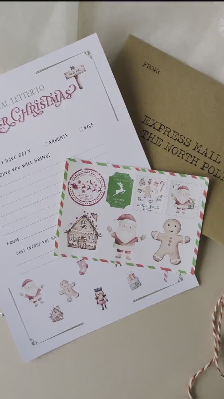 DIY Homemade Letter to Santa, Father Christmas Stamps, North Pole Mail, Present Wish List