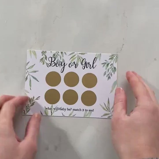 Gender Reveal Announcement Scratch Card, Pregnancy Reveal, Watercolour Greenery, Boy or Girl, He or She, Pink or Blue