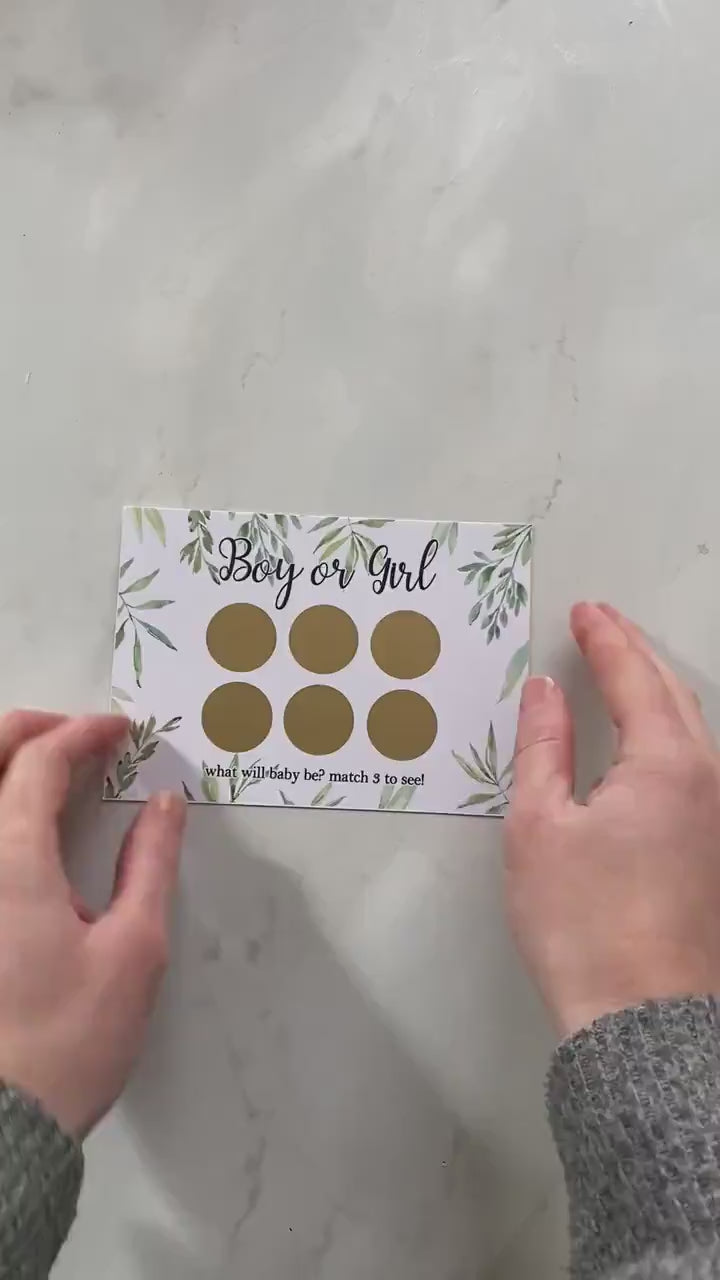 Gender Reveal Announcement Scratch Card, Pregnancy Reveal, Watercolour Greenery, Boy or Girl, He or She, Pink or Blue