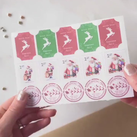 Father Christmas Stamps, DIY Homemade Letter From Santa, Santa Stickers, North Pole Mail