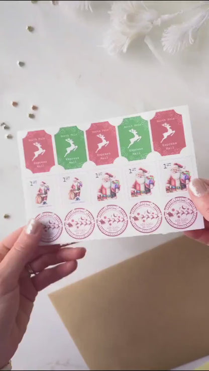 Father Christmas Stamps, DIY Homemade Letter From Santa, Santa Stickers, North Pole Mail