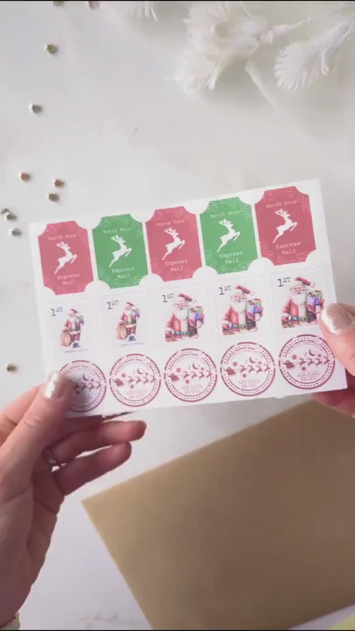 Father Christmas Stamps, DIY Homemade Letter From Santa, Santa Stickers, North Pole Mail