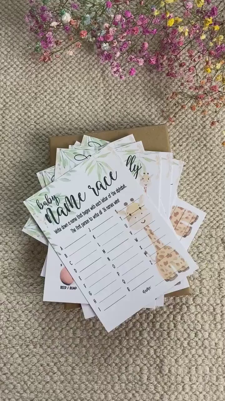 Giraffe Baby Shower Bundle, Prediction and Advice Cards Game, Gender Neutral Baby Shower, Mum To Be, Printed A6