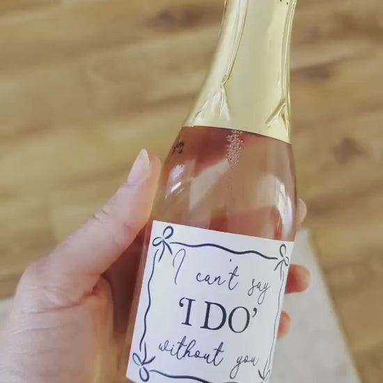 Bridesmaid Mini Prosecco Labels; Hen Party Stickers, She's Tying The Knot, Champagne Bottle Labels