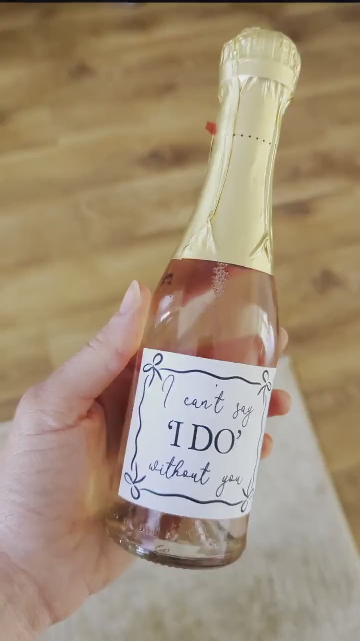 Bridesmaid Mini Prosecco Labels; Hen Party Stickers, She's Tying The Knot, Champagne Bottle Labels