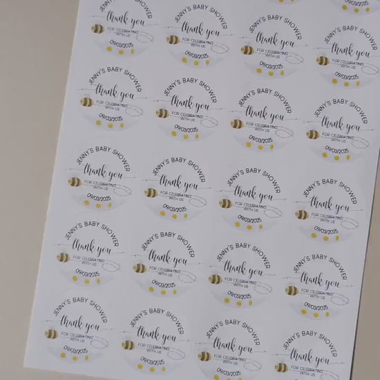 Mum to Bee Baby Shower Stickers: Bumble Bee & Daisies, Personalised Favours