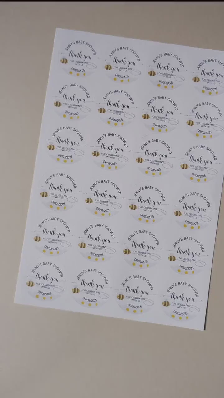 Mum to Bee Baby Shower Stickers: Bumble Bee & Daisies, Personalised Favours